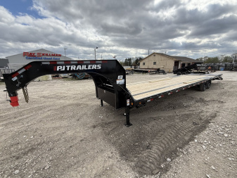 New 2025 PJ Trailers LS352 Equipment Trailer 102X35 TA GOOSNECK DOVETAIL W/ SINGLES (GVW:15680) BLACK