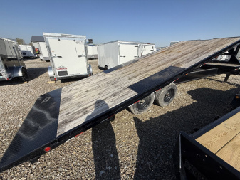New 2023 PJ Trailers Deckover Trailer 102X28 TA GOOSENECK PARTIAL TILT (GVW:18000) BLACK