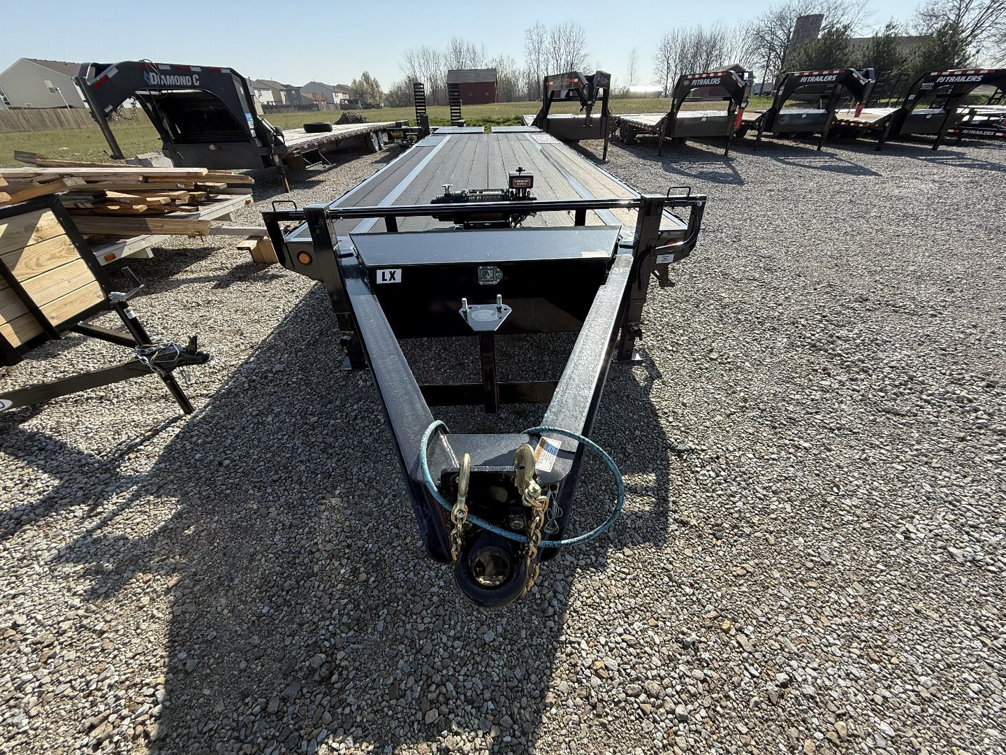 New 2024 PJ Trailers LX302 Flatbed Trailer 102X30 TA DOVETAIL W/ MONSTER RAMPS (GVW:16000) BLACK