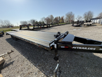 New 2024 PJ Trailers LX302 Flatbed Trailer 102X30 TA DOVETAIL W/ MONSTER RAMPS (GVW:16000) BLACK