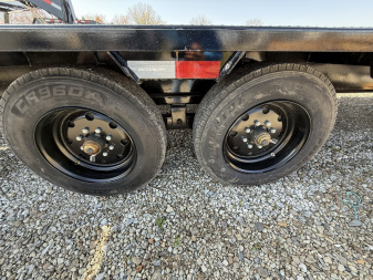 New 2024 PJ Trailers LX302 Flatbed Trailer 102X30 TA DOVETAIL W/ MONSTER RAMPS (GVW:16000) BLACK
