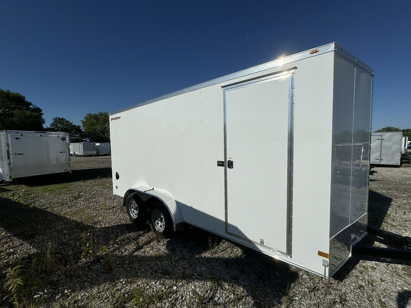 New 2025 WELLS CARGO FT716T2-D Cargo / Enclosed Trailer 7X16 TA RAMP DOOR (GVW:7000) WHITE