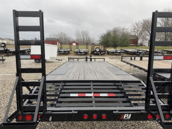 New 2025 PJ Trailers F8202 Deckover Trailer 102X20 TA DOVETAIL (GVW:14000) BLACK W/ FOLD UP RAMPS