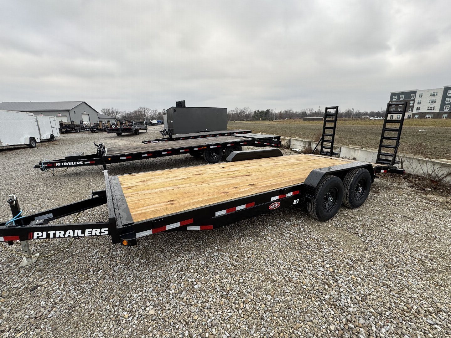 New 2025 PJ Trailers CD202 Equipment Trailer 83X20 DOVETAIL W/ FOLDUP RAMPS TA (GVW:14000) BLACK