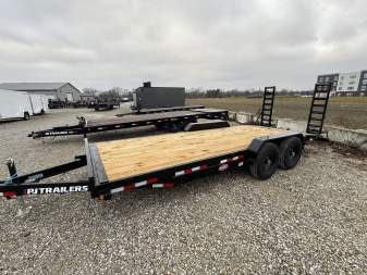 New 2025 PJ Trailers CD202 Equipment Trailer 83X20 DOVETAIL W/ FOLDUP RAMPS TA (GVW:14000) BLACK