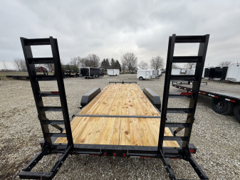 New 2025 PJ Trailers CD202 Equipment Trailer 83X20 DOVETAIL W/ FOLDUP RAMPS TA (GVW:14000) BLACK