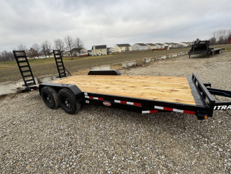 New 2025 PJ Trailers CD202 Equipment Trailer 83X20 DOVETAIL W/ FOLDUP RAMPS TA (GVW:14000) BLACK