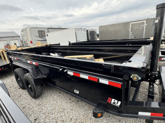 New 2025 PJ Trailers DT162 LOW PRO TELESCOPIC DUMP Trailer 83X16 TA SPLIT/SPREADER GATE (GVW:14000)BLACK