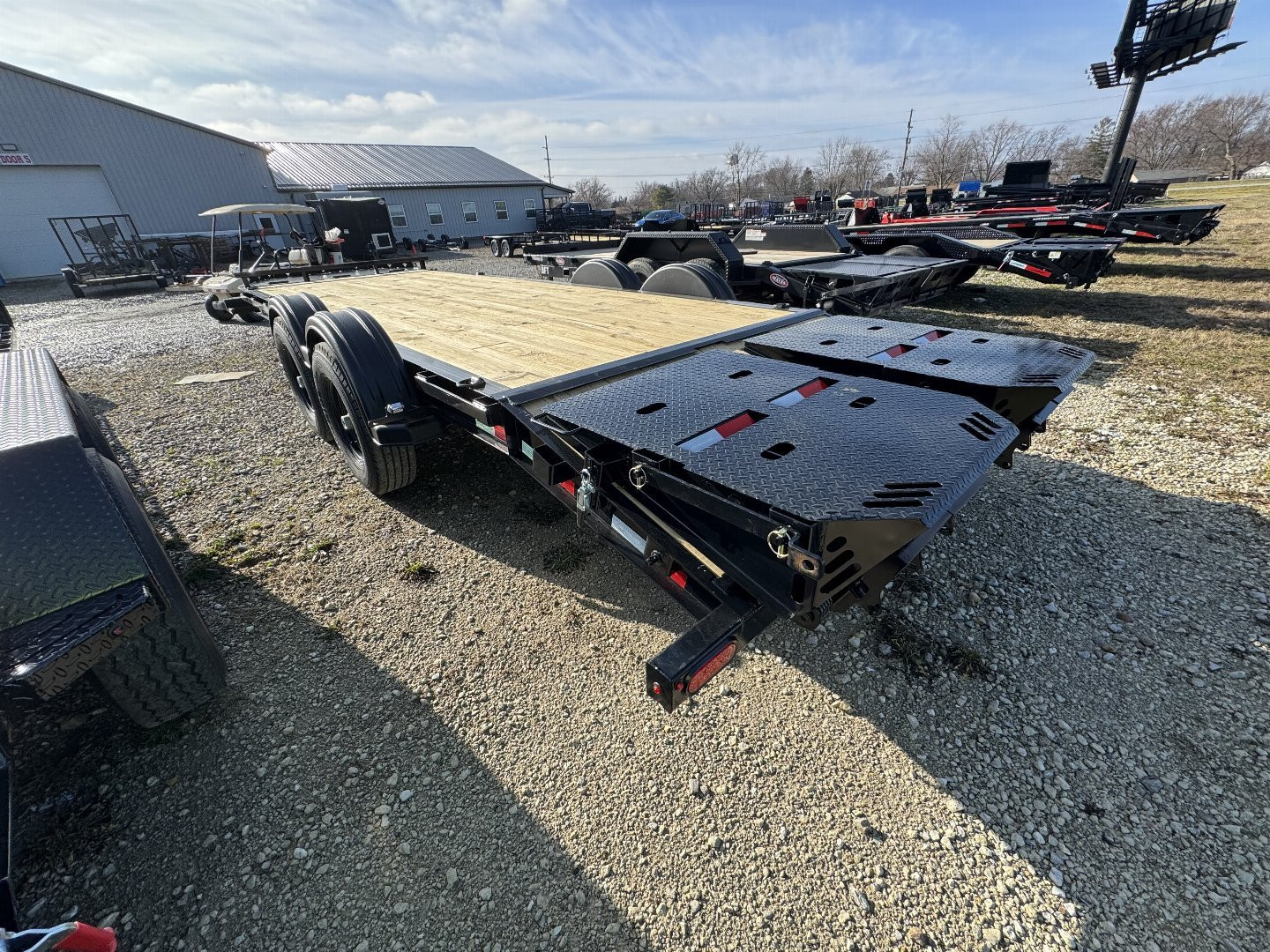 New 2025 PJ Trailers EV222 Equipment Trailer 83X22 TA SS MONSTER RAMPS (GVW:15400) BLACK