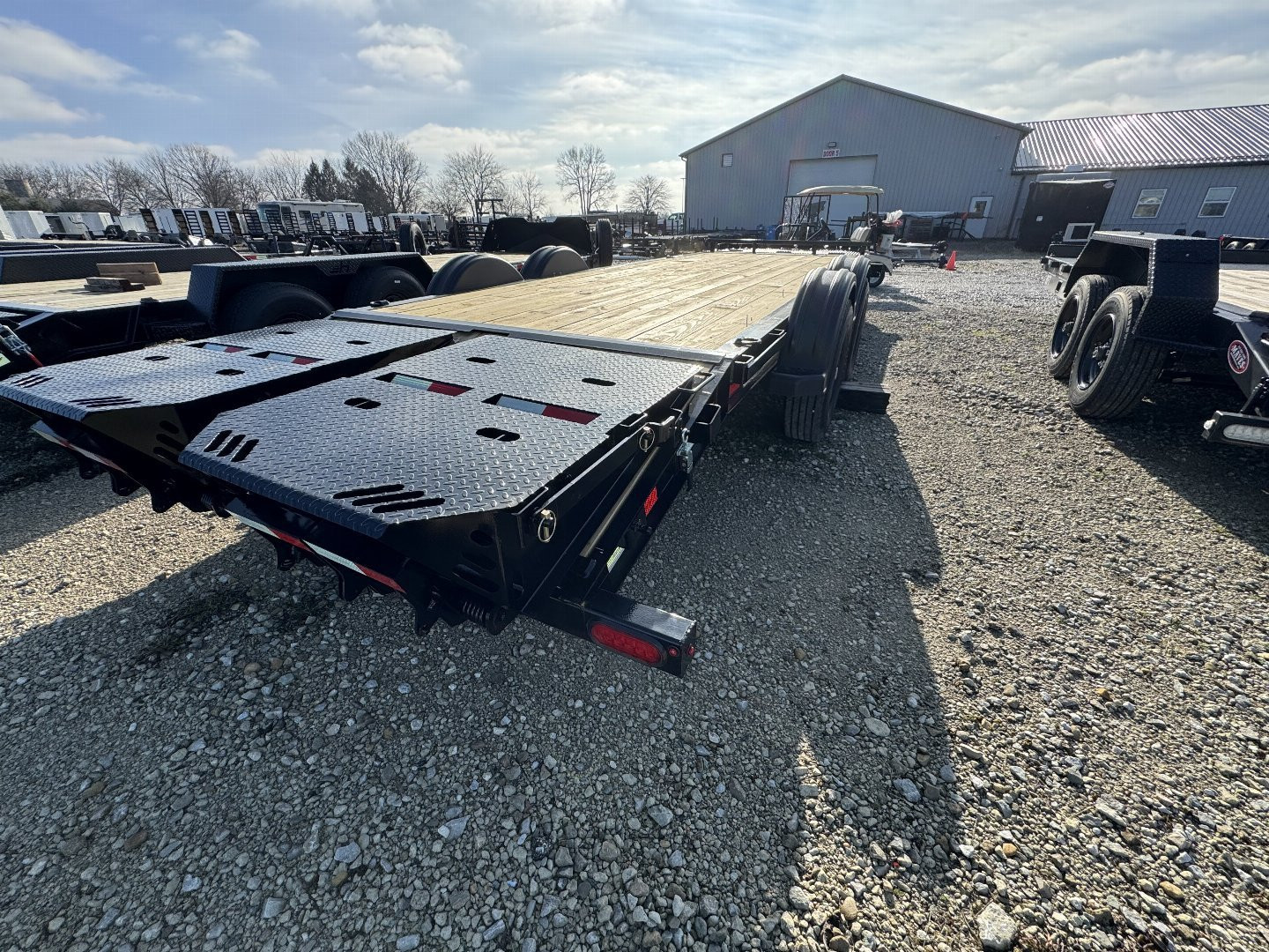 New 2025 PJ Trailers EV222 Equipment Trailer 83X22 TA SS MONSTER RAMPS (GVW:15400) BLACK