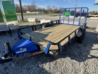 New 2025 RAWMAXX UTX1283BP3.5K Utility Trailer 83X12 SA RAMP (GVW:3500) BLUE/BLACK