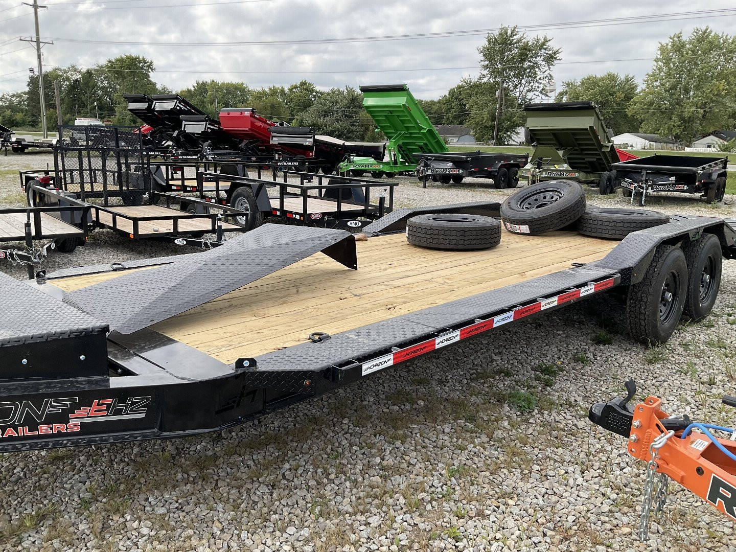 New 2025 HORIZON TRAILERS EHZBP-22MR 7K Equipment Trailer 102X22 TA 26" HEIGHT (GVW:15622) BLACK