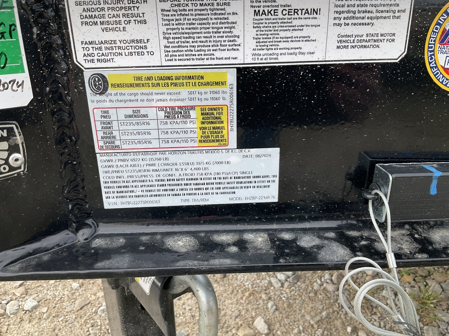 New 2025 HORIZON TRAILERS EHZBP-22MR 7K Equipment Trailer 102X22 TA 26" HEIGHT (GVW:15622) BLACK