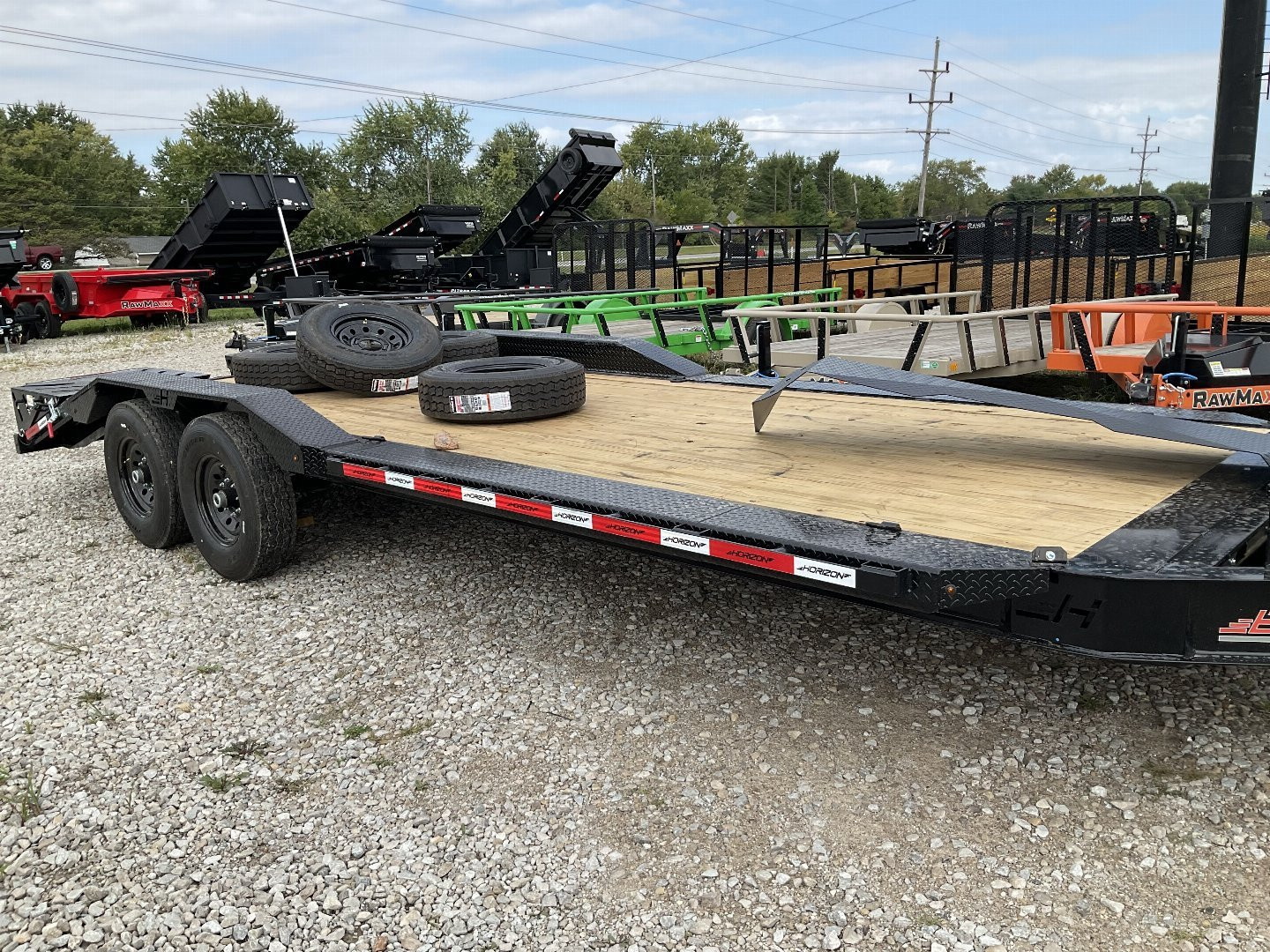New 2025 HORIZON TRAILERS EHZBP-22MR 7K Equipment Trailer 102X22 TA 26" HEIGHT (GVW:15622) BLACK