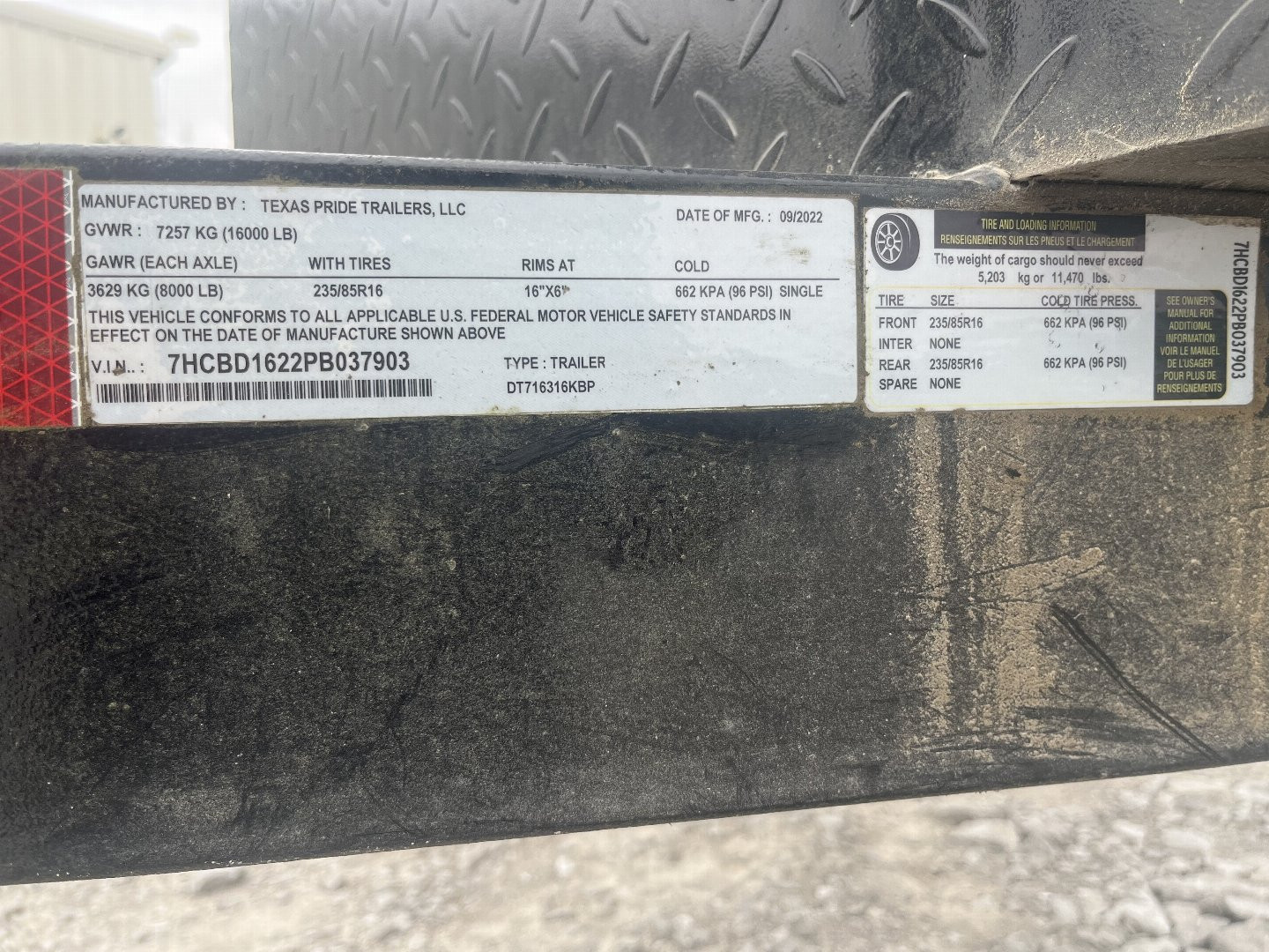 Used 2023 Texas Pride Trailers 7X16 Dump Trailer 3' WALLS 16K