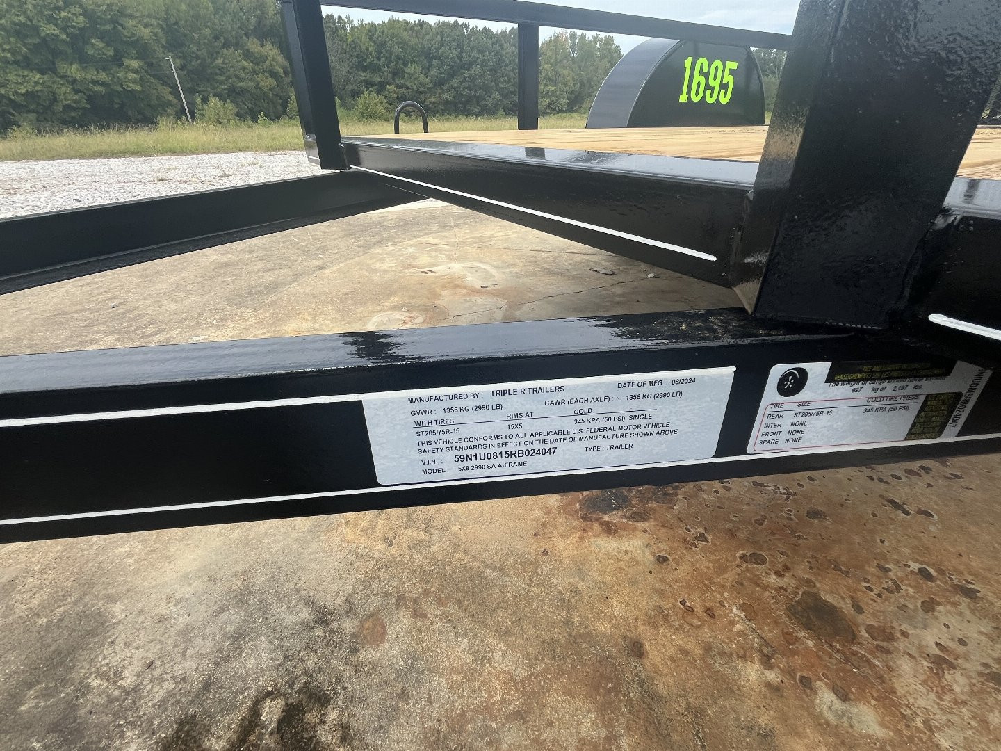 New 2024 Triple R 5x8 2990 SA A-FRAME Utility Trailer