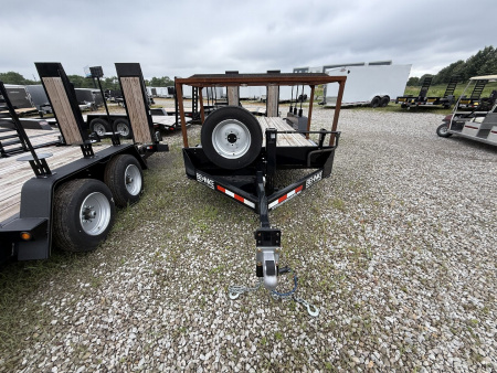Used  NEVER USED  
Plus it has the extra bucket rack welded to front raised up

2023 Behnke CBCT1816E-S Equipment Trailer 83X18 TA WOOD FILLED RAMPS (GVW:12000)