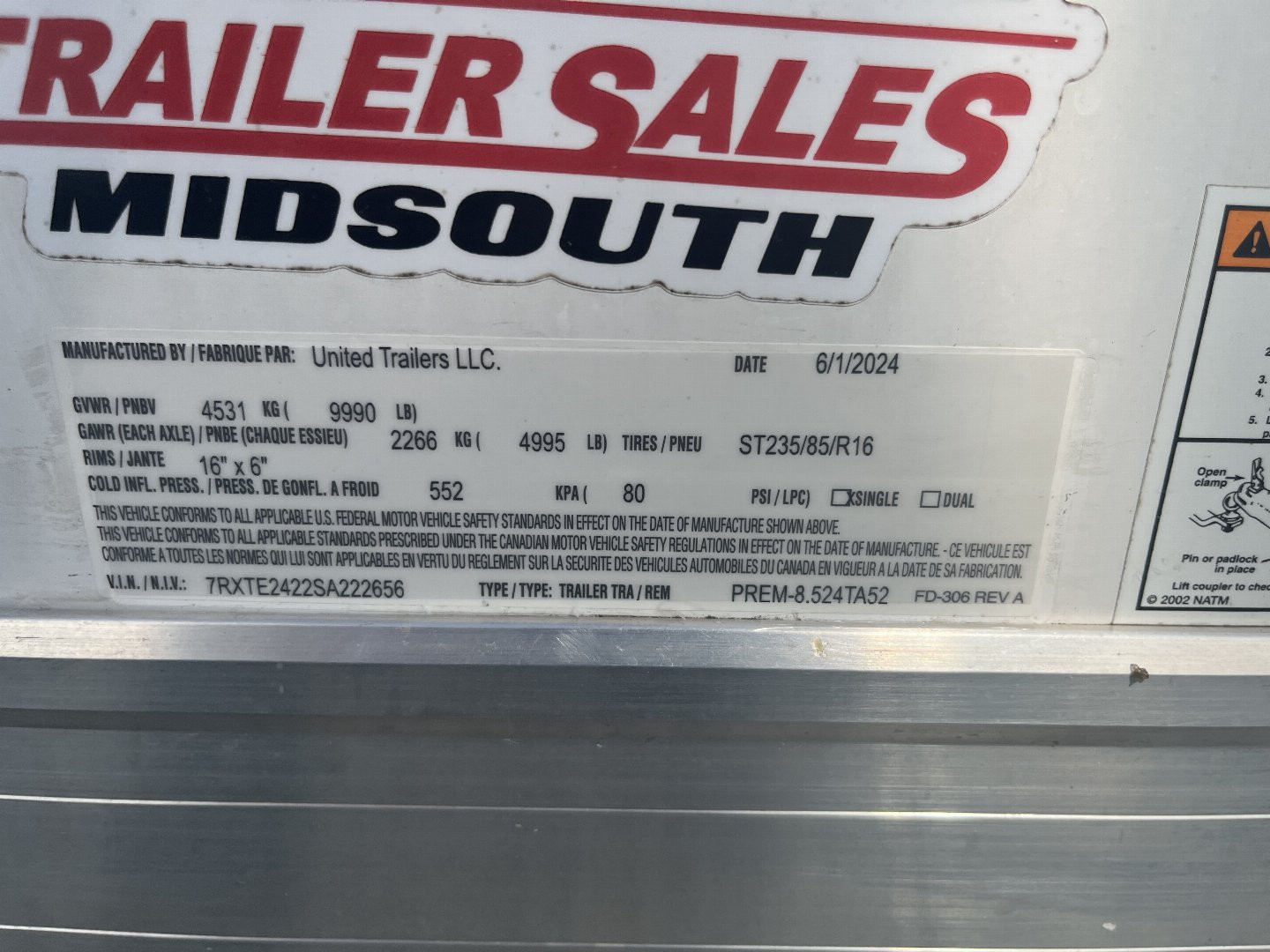 New 2025 United Trailers PREM-8.524TA52 Car / Racing Trailer