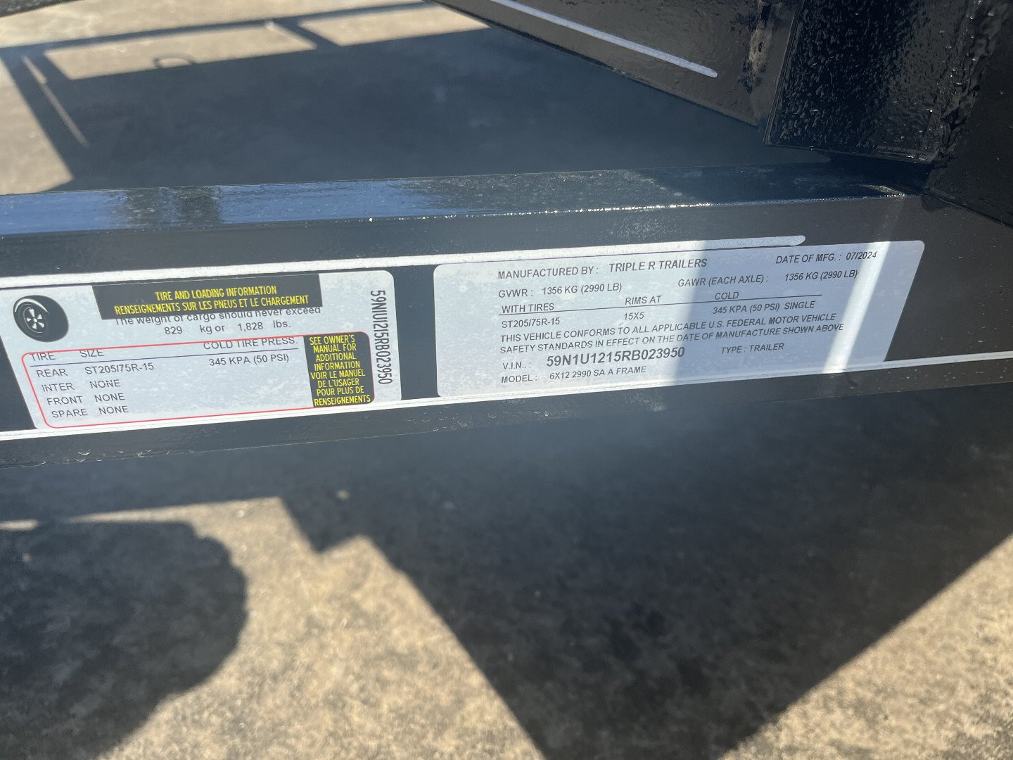 New 2024 Triple R 6x12 2990 SA A Frame Utility Trailer