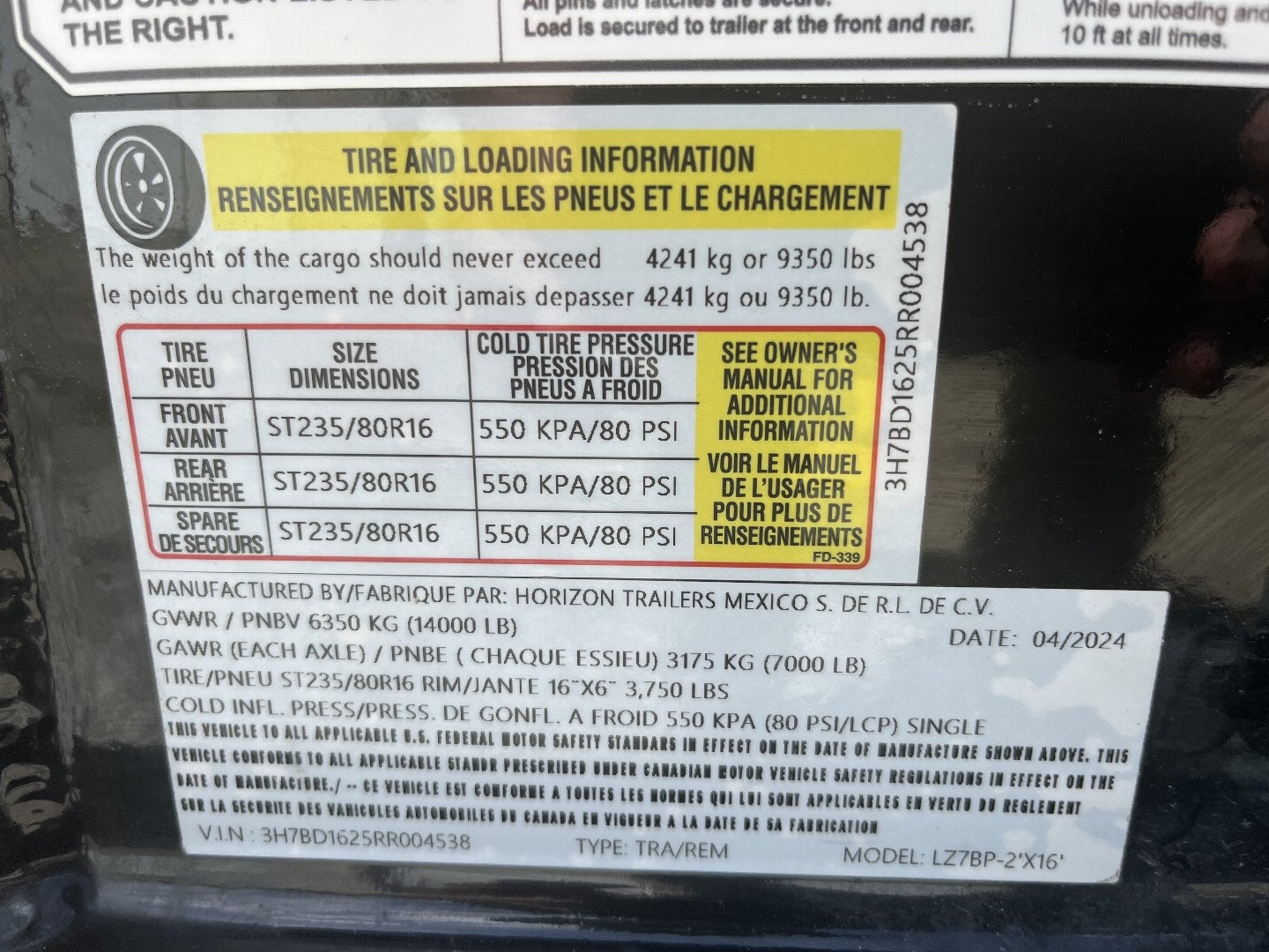 New 2024 Horizon Trailers LZ7BP-7'x16' Dump Trailer