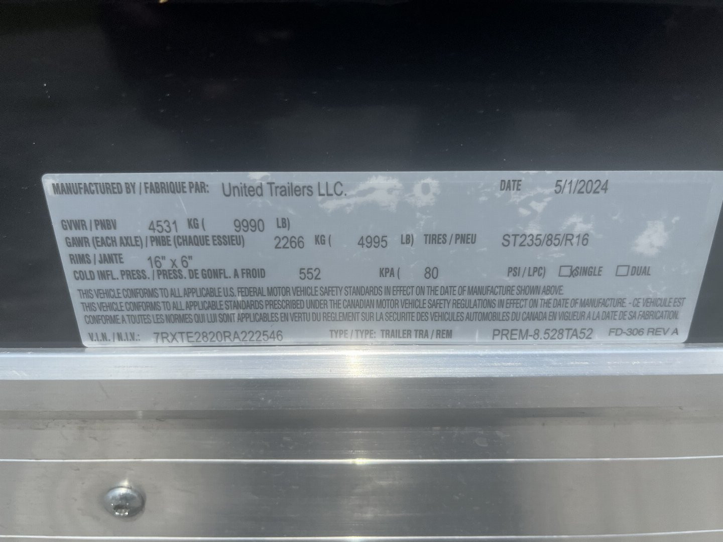 New 2024 United Trailers PREM-8.528TA52 Car / Racing Trailer