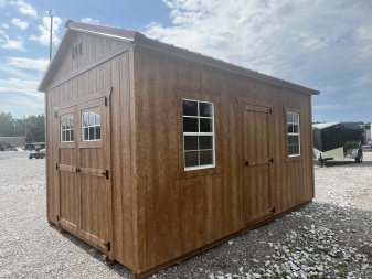 Used 2024 "REPO" 10x16 Cedar/Red Prem Shed Deluxe Cabin