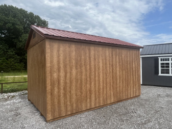 Used 2024 "REPO" 10x16 Cedar/Red Prem Shed Deluxe Cabin