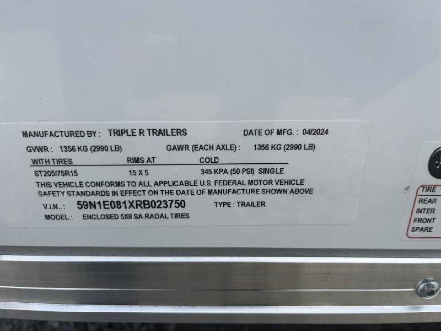 New 2024 Triple R 58 ENCLOSED Cargo / Enclosed Trailer