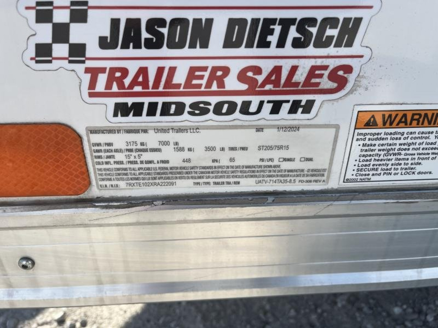 New 2024 United Trailers UATV-714TA35-8.5 ALL ALUMINUM Cargo / Enclosed Trailer