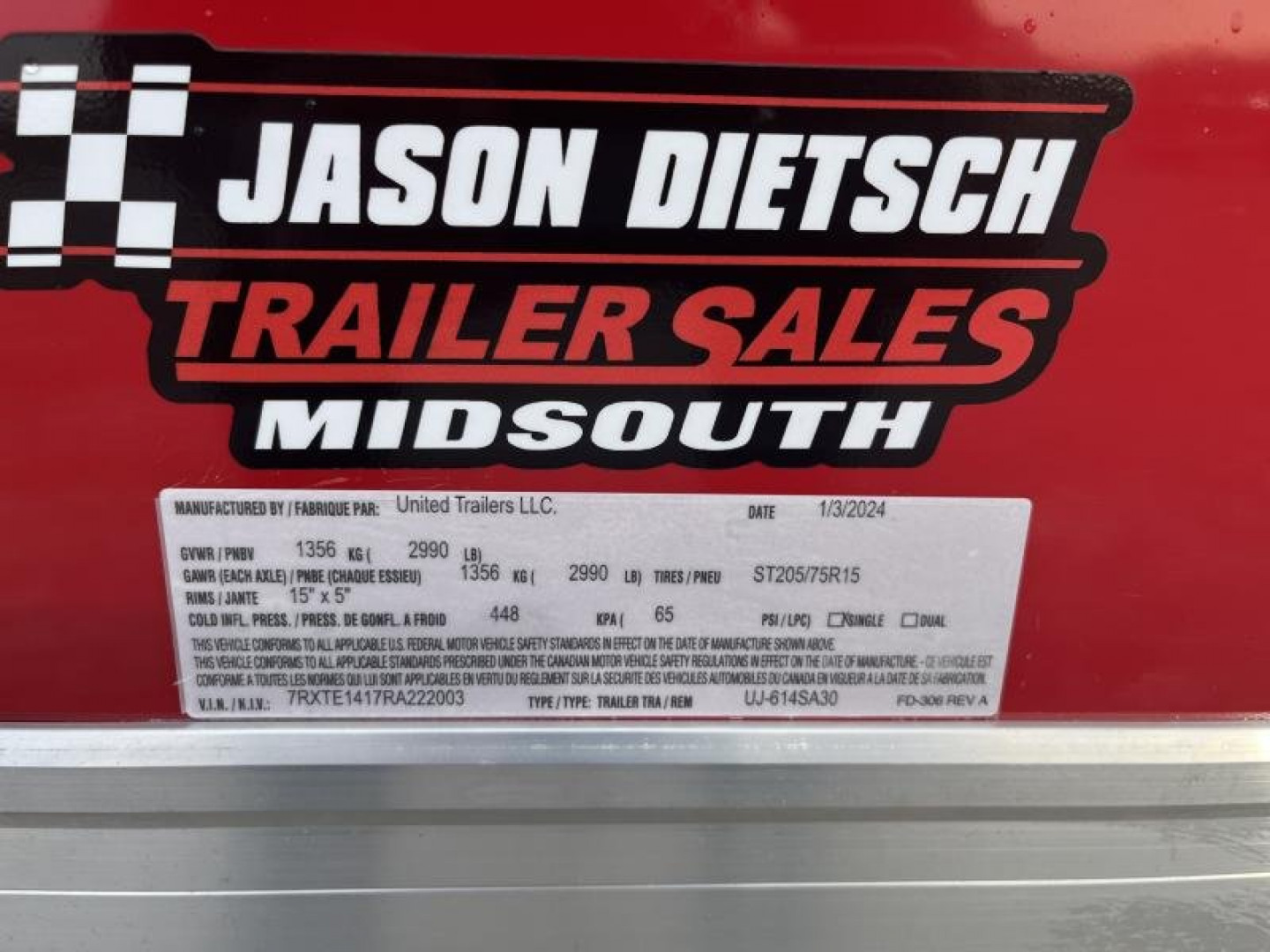 New 2024 United Trailers UJ-614SA30 Cargo / Enclosed Trailer Double Door