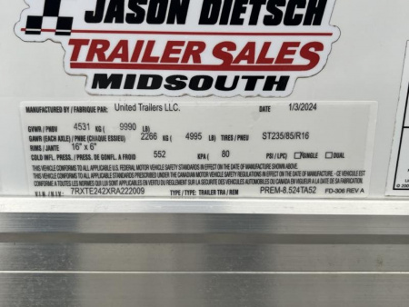 New 2024 United Trailers PREM-8.524TA52 CAR / RACING TRAILER