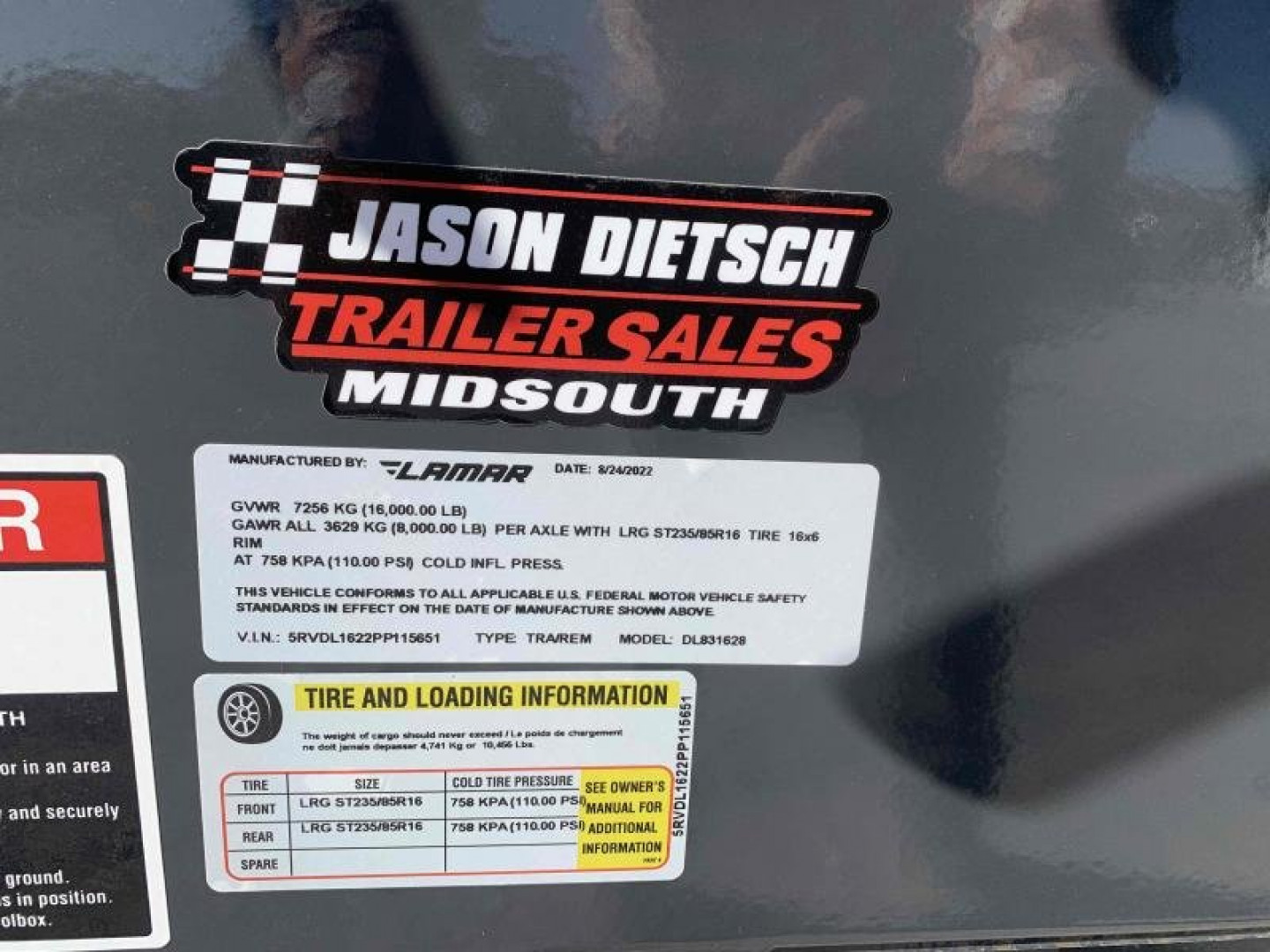 New LAMAR DUMP 83"X16'  16K