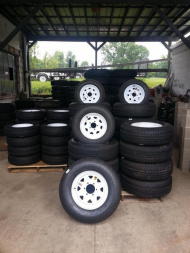 New Trailer tire and wheel combo. Provider ST Radial tire and steel wheel ready to bolt to your trailer.