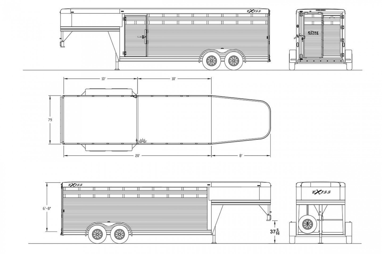 New Exiss Trailers STK 6820 20' Stock GN