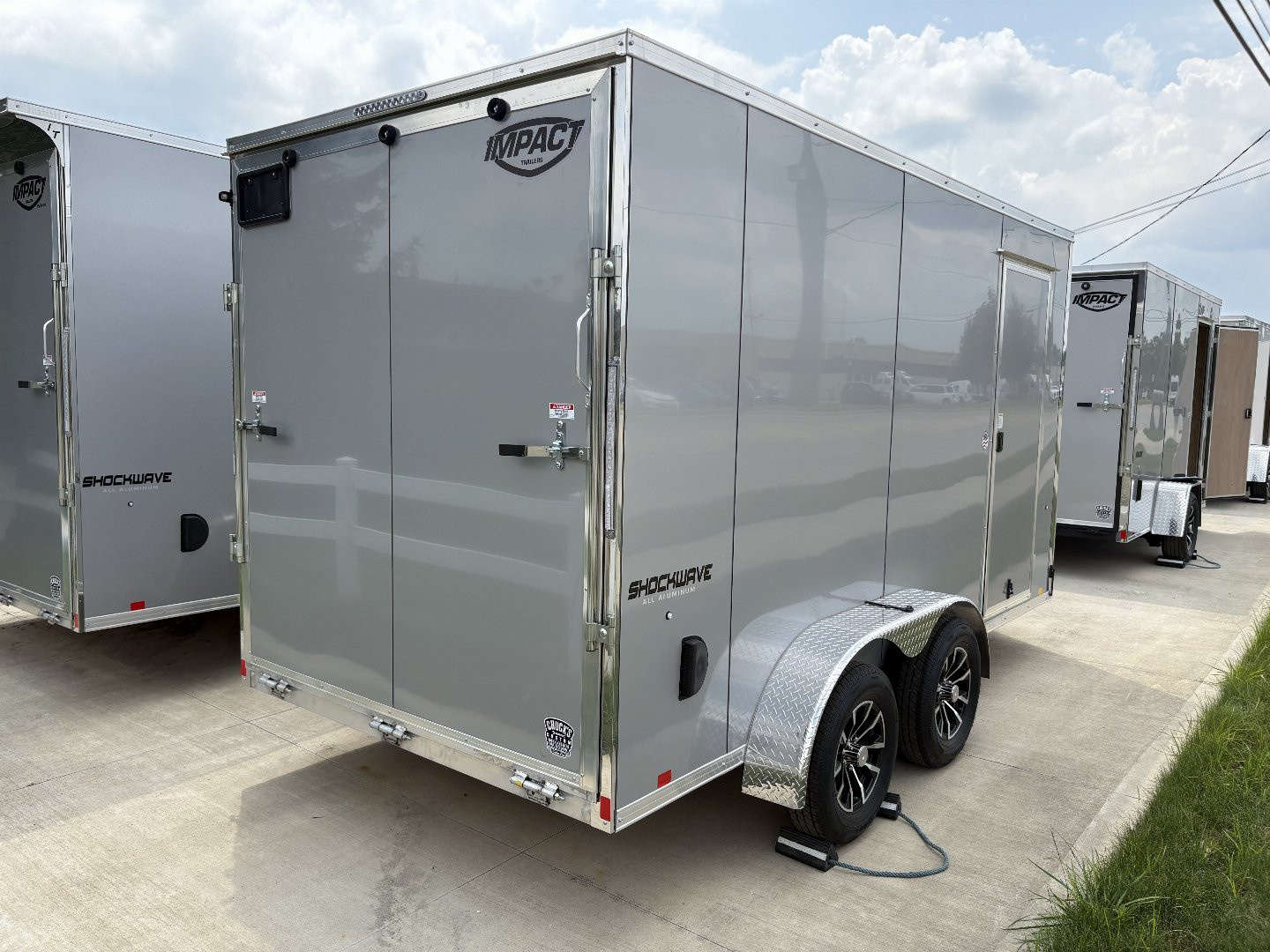 New 2025 IMPACT TRAILERS 7'X14' ALL ALUMINUM SHOCKWAVE RAMP DOOR SILVER Cargo / Enclosed Trailer
