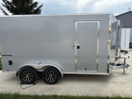 New 2025 IMPACT TRAILERS 7'X14' ALL ALUMINUM SHOCKWAVE RAMP DOOR SILVER Cargo / Enclosed Trailer