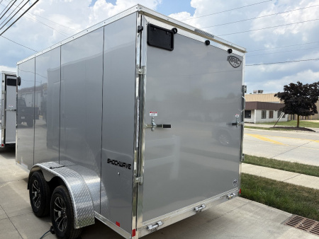 New 2025 IMPACT TRAILERS 7'X14' ALL ALUMINUM SHOCKWAVE RAMP DOOR SILVER Cargo / Enclosed Trailer