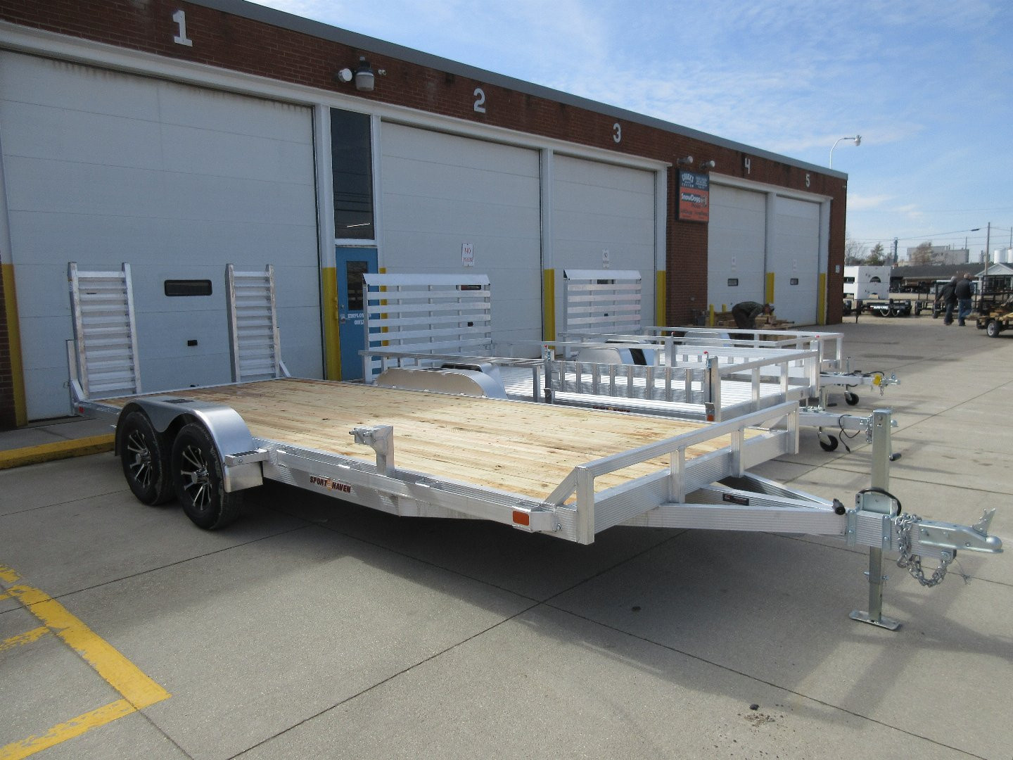 New 2026 Sport Haven 7'X18' ALUMINUM HD W/4' SPLIT RAMPS Equipment Trailer