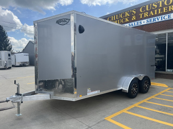 New 2025 Impact Trailers 7'X16' ALL ALUMINUM SHOCKWAVE RAMP DOOR SILVER Cargo / Enclosed Trailer