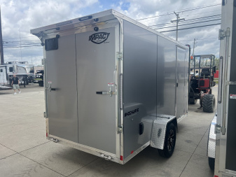 New 2025 Impact Trailers 6'X12' ALL ALUMINUM SHOCKWAVE RAMP DOOR SILVER Cargo / Enclosed Trailer