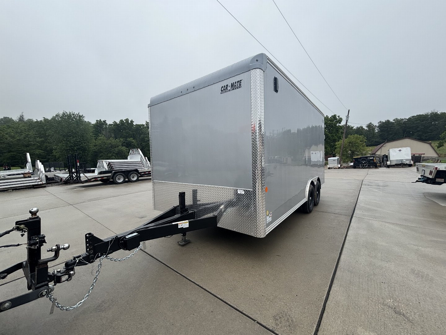 New 2025 Car Mate Trailers 8X 16 Custom Car Enclosed Trailer - Silver Frost W/ Ramp Door - 9990# GVWR