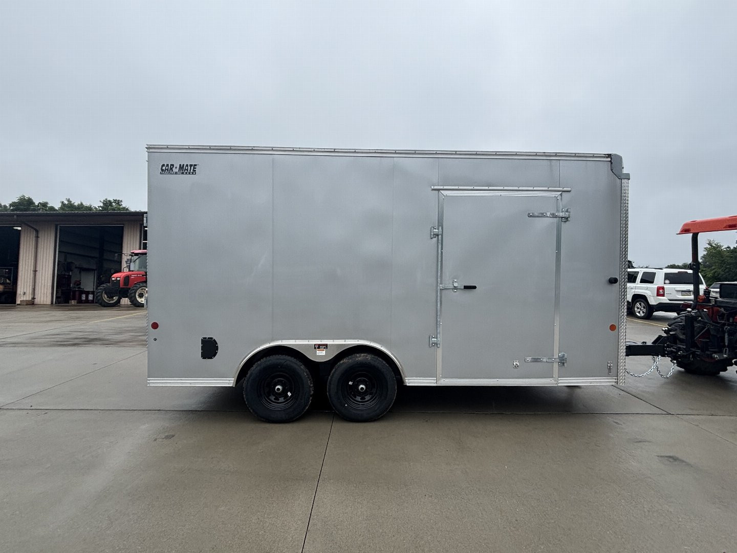 New 2025 Car Mate Trailers 8X 16 Custom Car Enclosed Trailer - Silver Frost W/ Ramp Door - 9990# GVWR