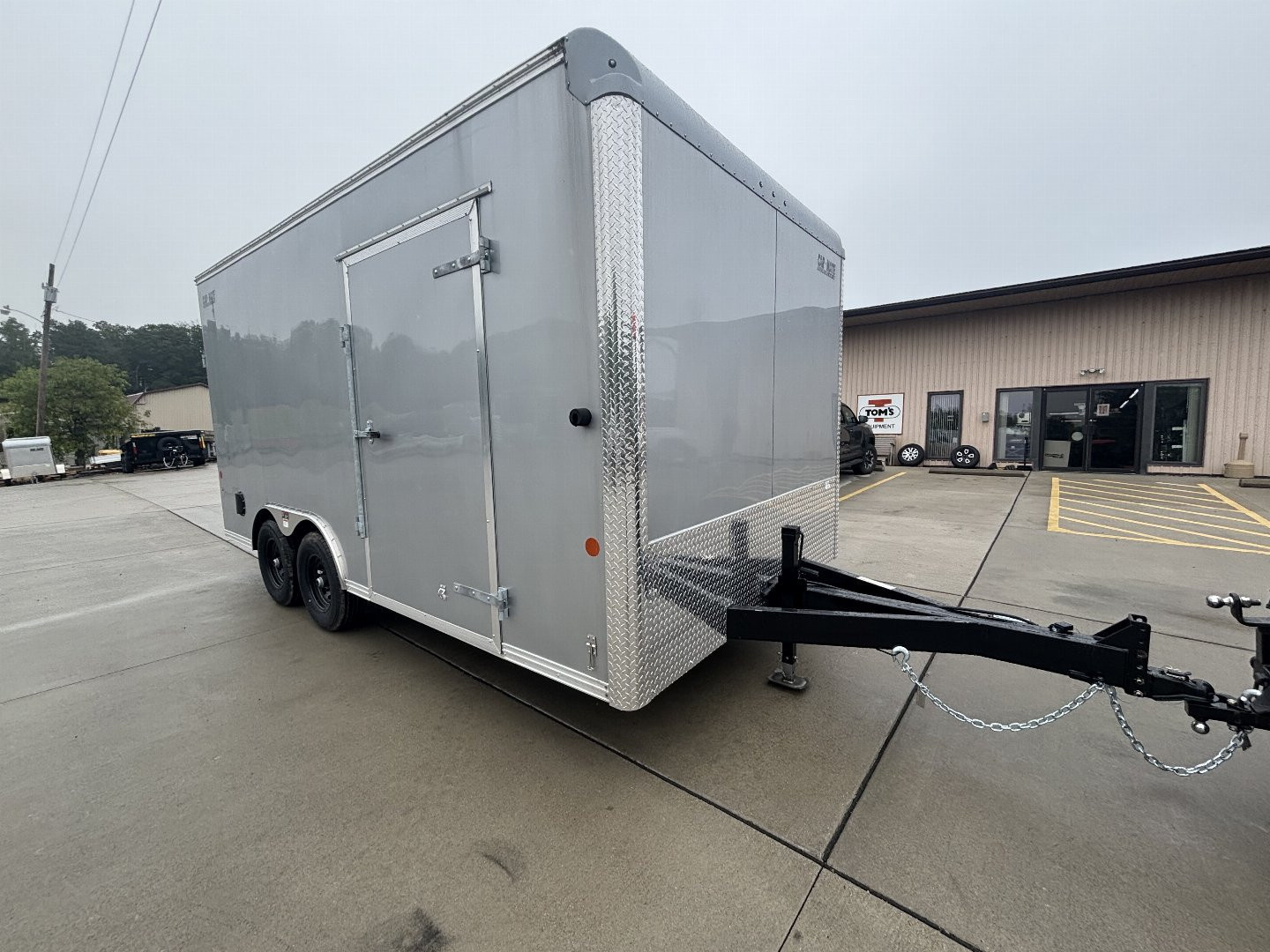 New 2025 Car Mate Trailers 8X 16 Custom Car Enclosed Trailer - Silver Frost W/ Ramp Door - 9990# GVWR