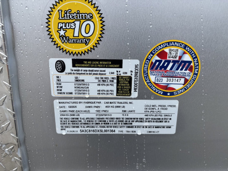 New 2025 Car Mate Trailers 8X 16 Custom Car Enclosed Trailer - Silver Frost W/ Ramp Door - 9990# GVWR