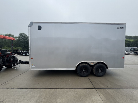 New 2025 Car Mate Trailers 8X 16 Custom Car Enclosed Trailer - Silver Frost W/ Ramp Door - 9990# GVWR
