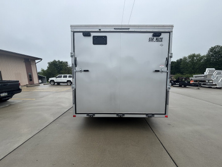 New 2025 Car Mate Trailers 8X 16 Custom Car Enclosed Trailer - Silver Frost W/ Ramp Door - 9990# GVWR