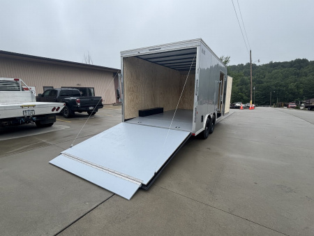 New 2025 Car Mate Trailers 8X 16 Custom Car Enclosed Trailer - Silver Frost W/ Ramp Door - 9990# GVWR