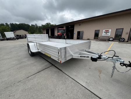 New 2026 Aluma Trailers 8114H-S--BT-SR Utility Trailer W/ Electric Brakes - Side Load Ramps / 12 Solid Side Kit & Bi-Fold Ramp - 4250# GVWR
