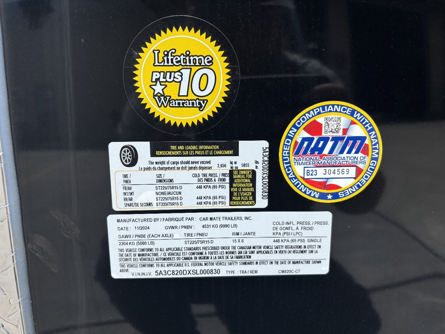 New 2025 Car Mate Trailers 8 1/2 X 20 Custom Car Enclosed Trailer - Black W/ Ramp Door & Get Out Man Door - 9990# GVWR