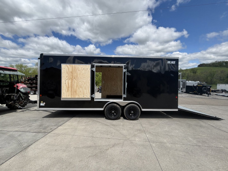 New 2025 Car Mate Trailers 8 1/2 X 20 Custom Car Enclosed Trailer - Black W/ Ramp Door & Get Out Man Door - 9990# GVWR